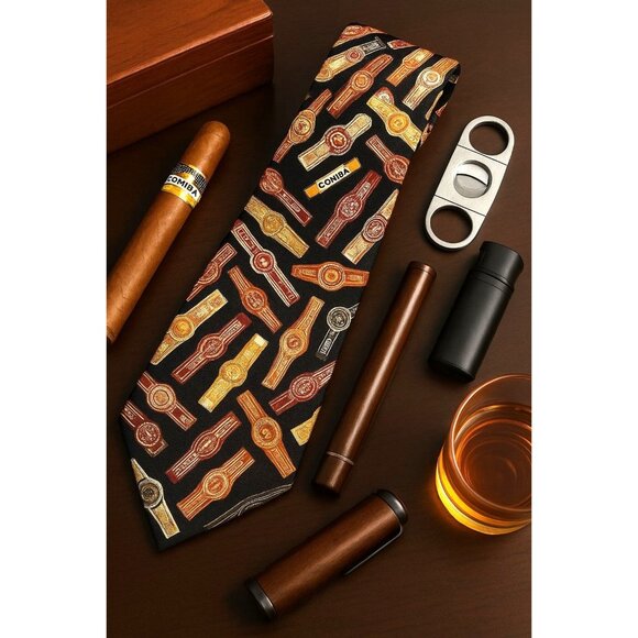 RMS Other - Cigar Label Tie by RM Style – Vintage Menswear Gift for Cigar Lover, Novelty Nec